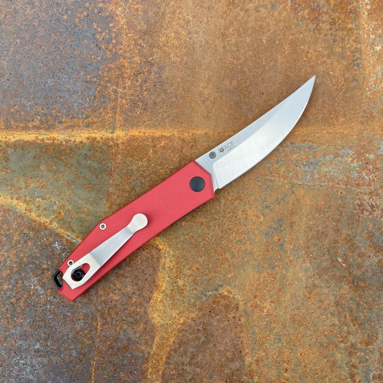 GiantMouse ACE Clyde Red Aluminum N690 Satin Blade Titanium Deep Carry Clip